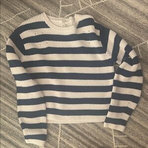 Crewcuts Fisherman Striped Navy and White Sweater